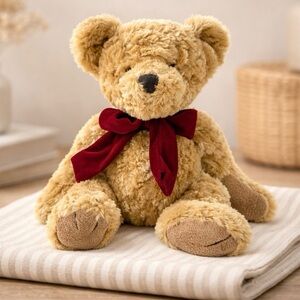 Russ Berrie Gilmore Teddy Bear Plush 16” Made for Bombay Golden Brown w/ Ribbon